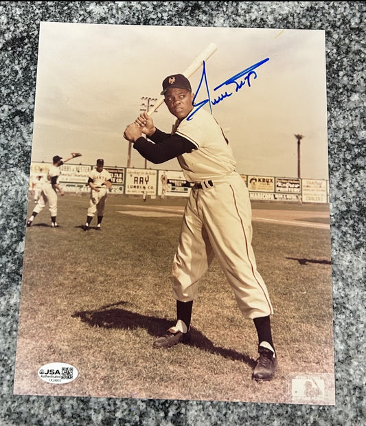Willie Mays HOF Signed New York Giants 8x10 Baseball Photo AUTO JSA COA
