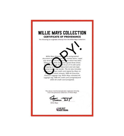 Willie Mays  Personally Owned Credit Card American Airlines Rare COA
