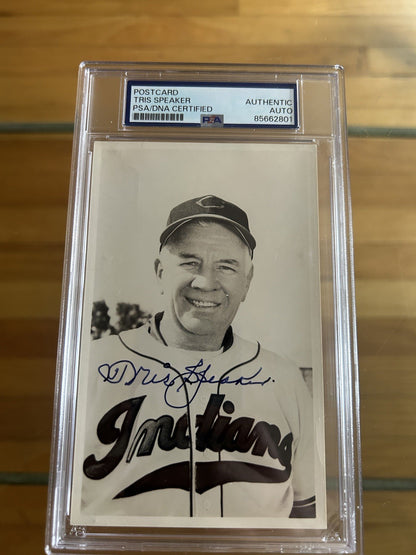 TRIS SPEAKER SIGNED POSTCARD PSA/DNA CERTIFIED AUTHENTIC AUTOGRAPH BASEBALL HOF