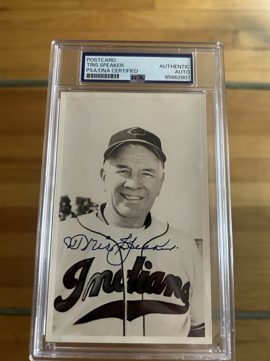 TRIS SPEAKER SIGNED POSTCARD PSA/DNA CERTIFIED AUTHENTIC AUTOGRAPH BASEBALL HOF