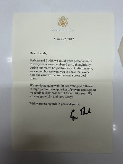 George H W Bush  Signed 2017 Letter Autograph Authentic JSA COA Late In Life
