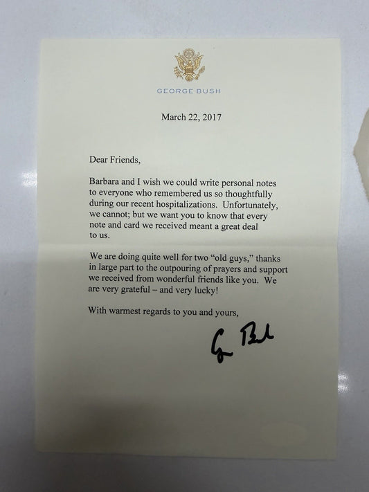 George H W Bush  Signed 2017 Letter Autograph Authentic JSA COA Late In Life