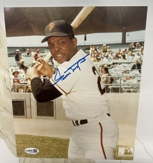 Willie Mays HOF Signed New York Giants 8x10 Baseball Photo AUTO JSA COA