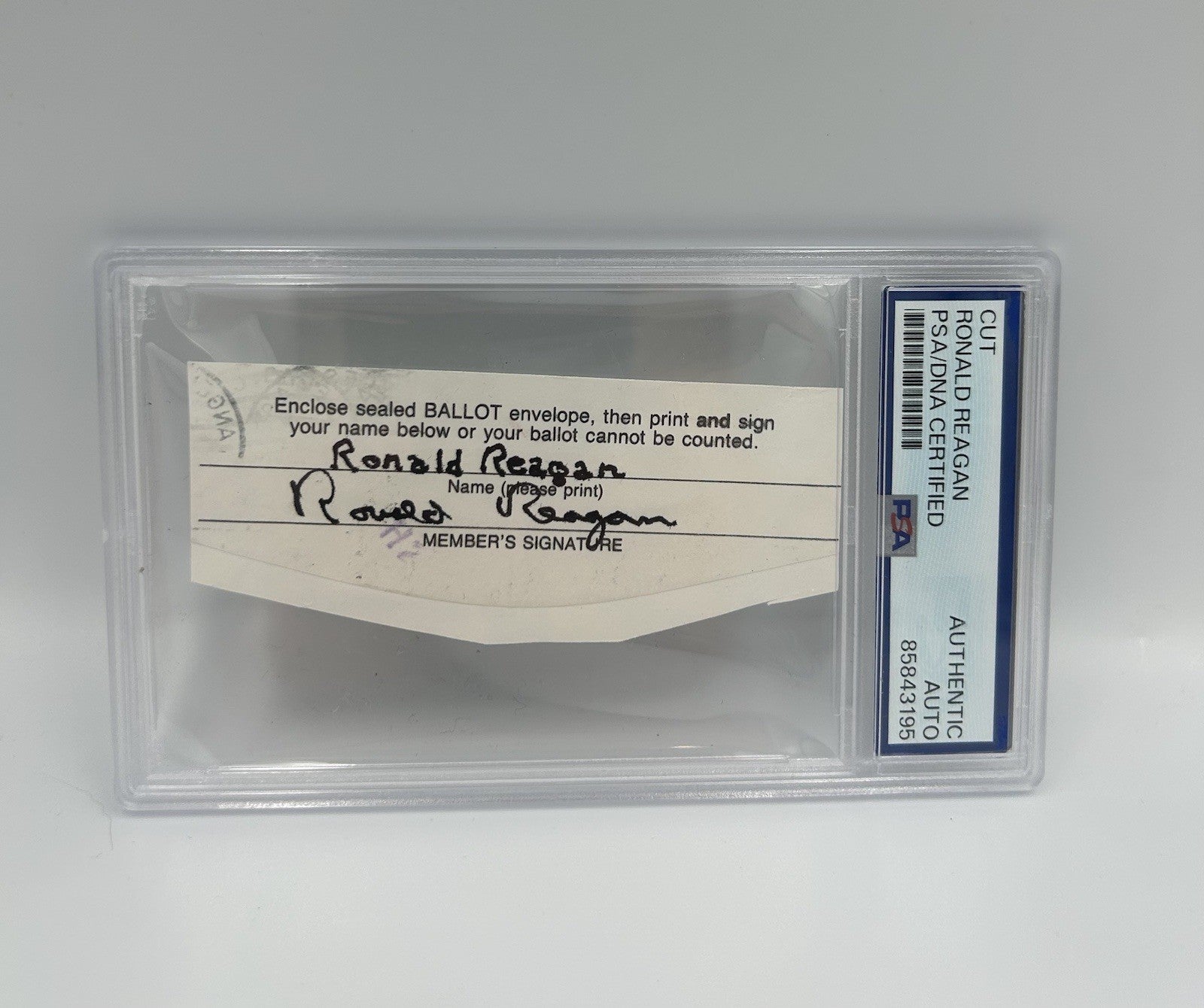 DOUBLE SIGNED Ronald Reagan Signed PERSONAL VOTING BALLOT RARE AUTO PSA ENCAP