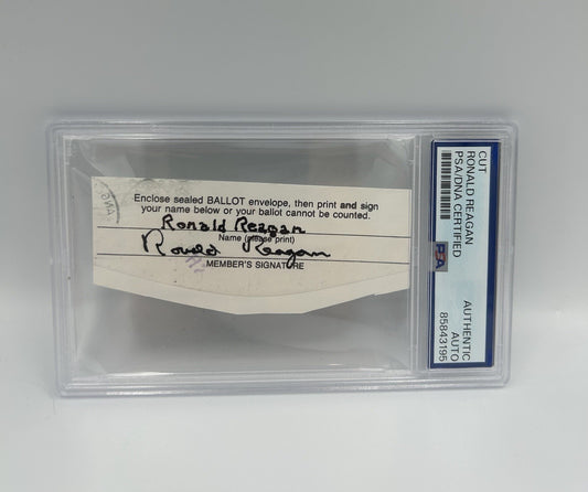 DOUBLE SIGNED Ronald Reagan Signed PERSONAL VOTING BALLOT RARE AUTO PSA ENCAP