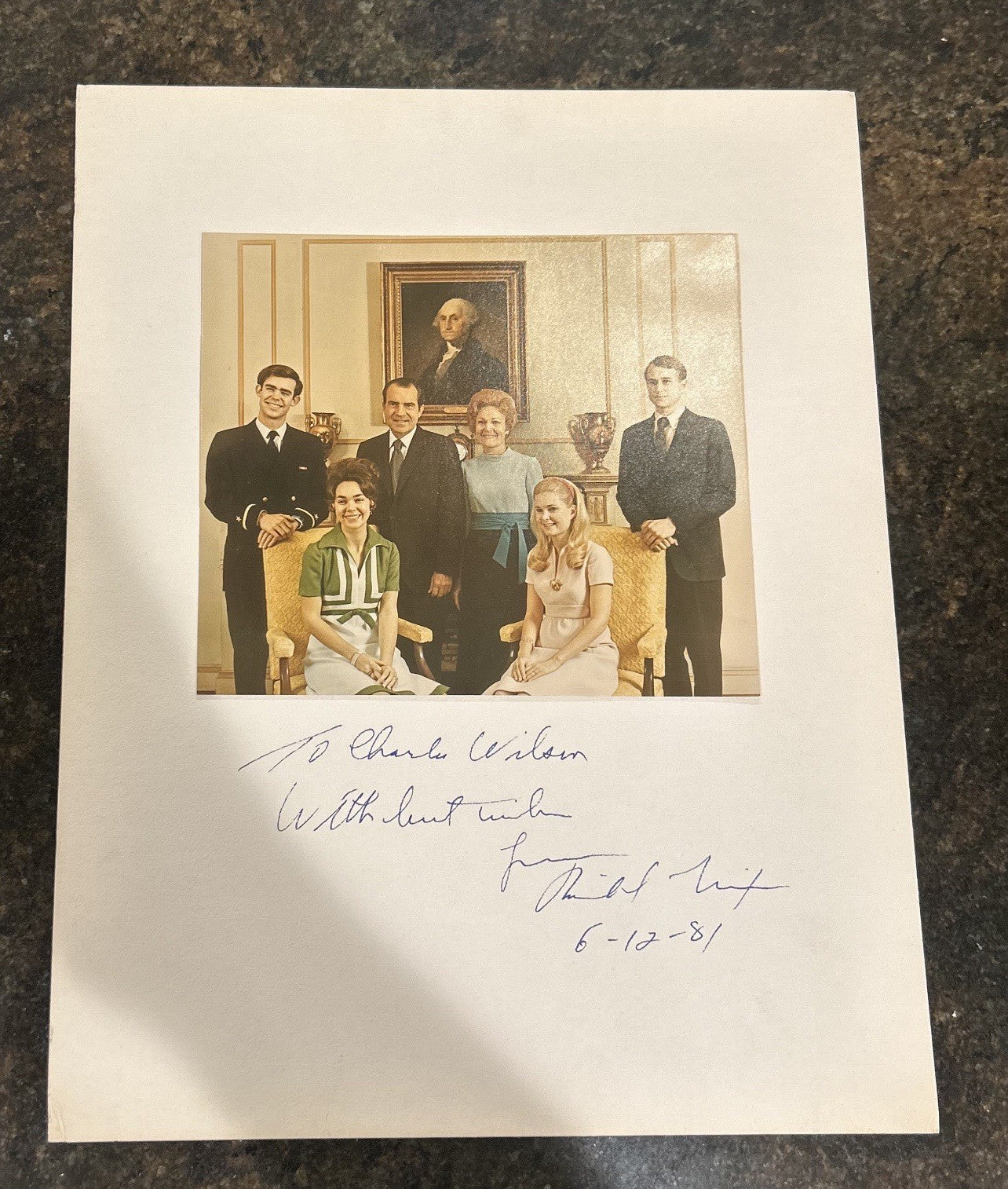 President Richard Nixon Signed Family Portrait Photograph Rare Autograph