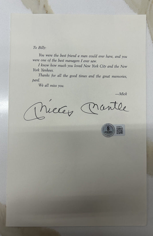 Mickey Mantle Cut Autograph Rare Signature Page Beckett LOA