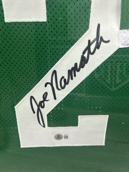 Joe Namath Autographed & Framed Green New York Jets Jersey Auto Beckett COA