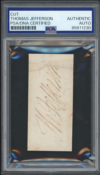 Thomas Jefferson Autograph Rare Cut Signature  Signed Auto PSA Encapsulated Rare
