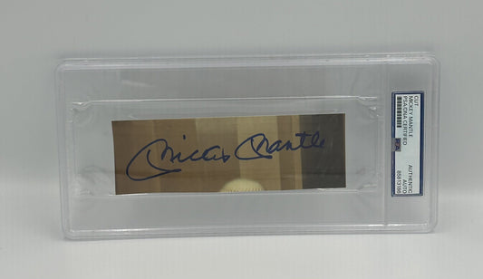 Mickey Mantle HUGE Signed AUTO IN BLUE Large Cut Signature Rare PSA Slabbed