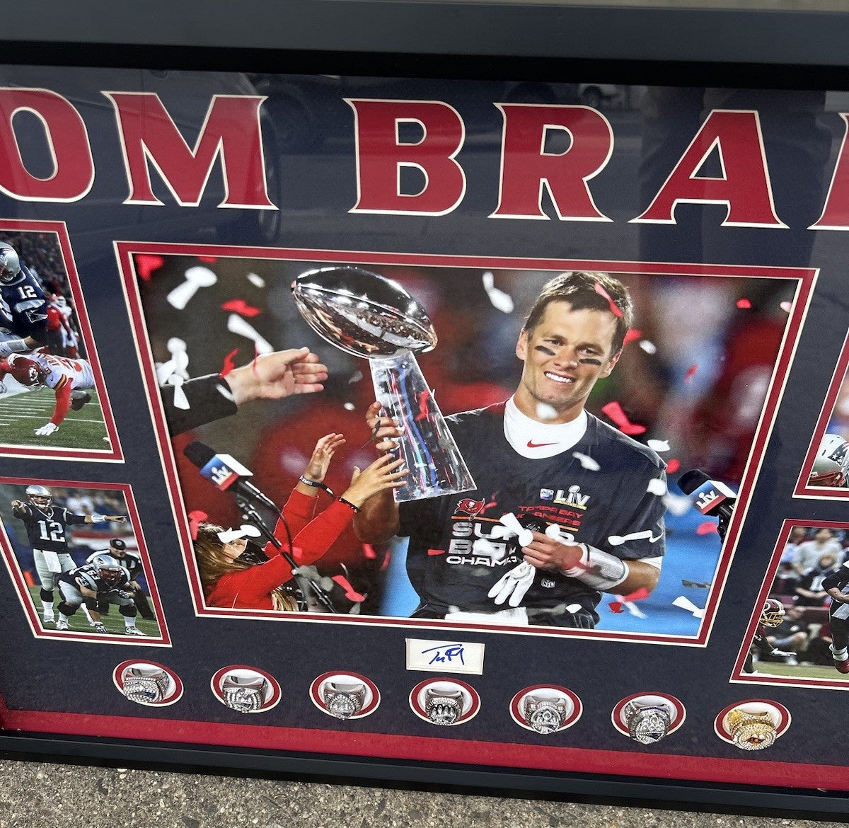 Tom Brady New England Patriots Cut Auto Photo Collage Framed JSA Letter 