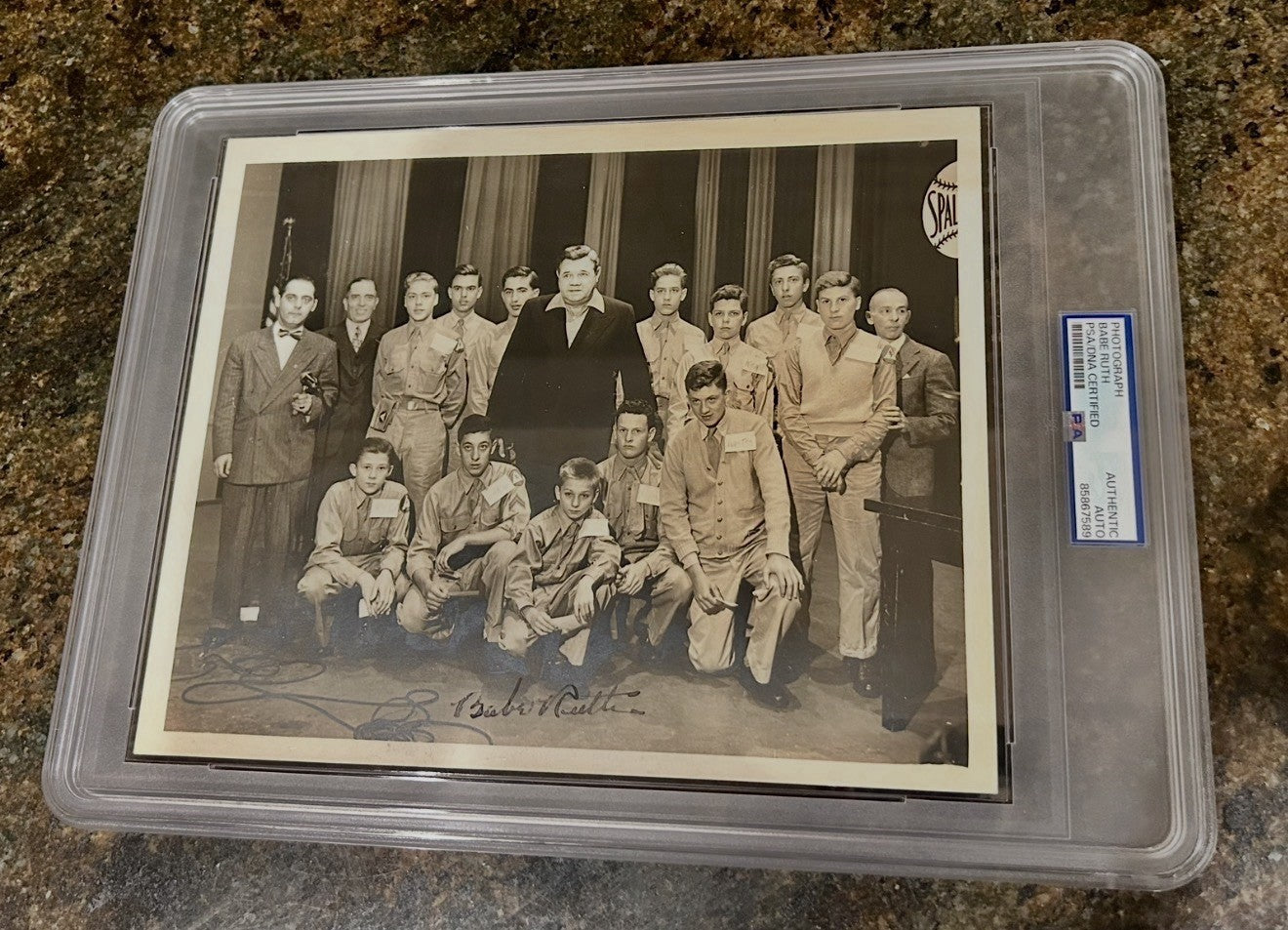 RARE Babe Ruth HOF New York Yankees Signed 8x10 Photo PSA Encapsulated Bold Auto
