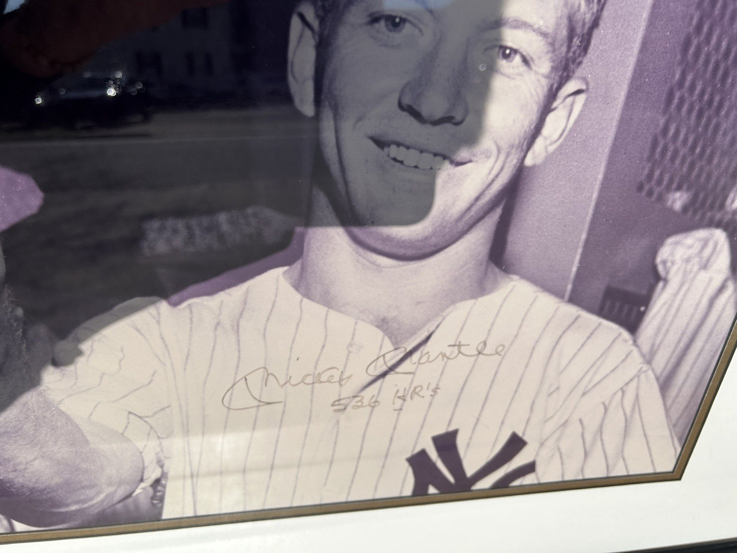 Mickey Mantle Signed 16x20 Rare Inscription 536 HRs 565. PSA LOA Custom Framed