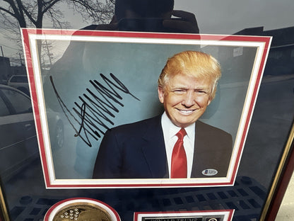 PRESIDENT DONALD TRUMP SIGNED PHOTO 8X10 AUTOGRAPH CUSTOM FRAMED BAS LOA RARE