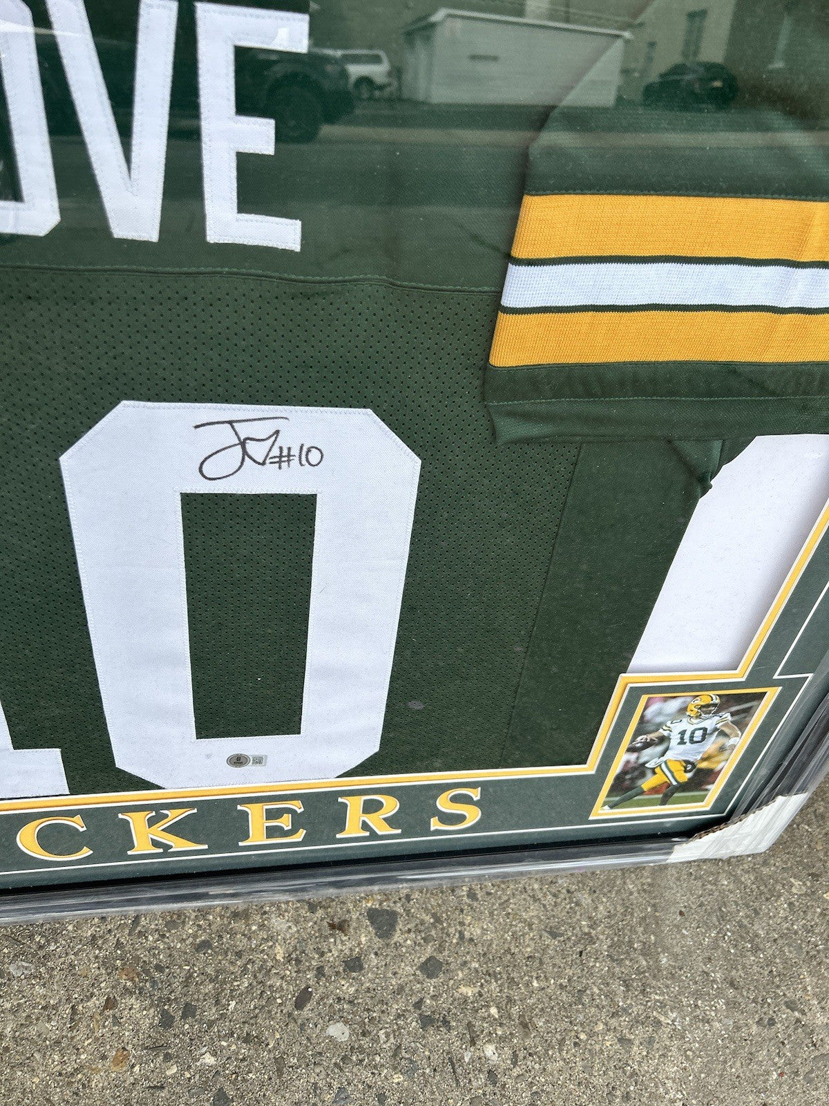 Framed Autographed/Signed Jordan Love  Green Bay Green Jersey Beckett COA