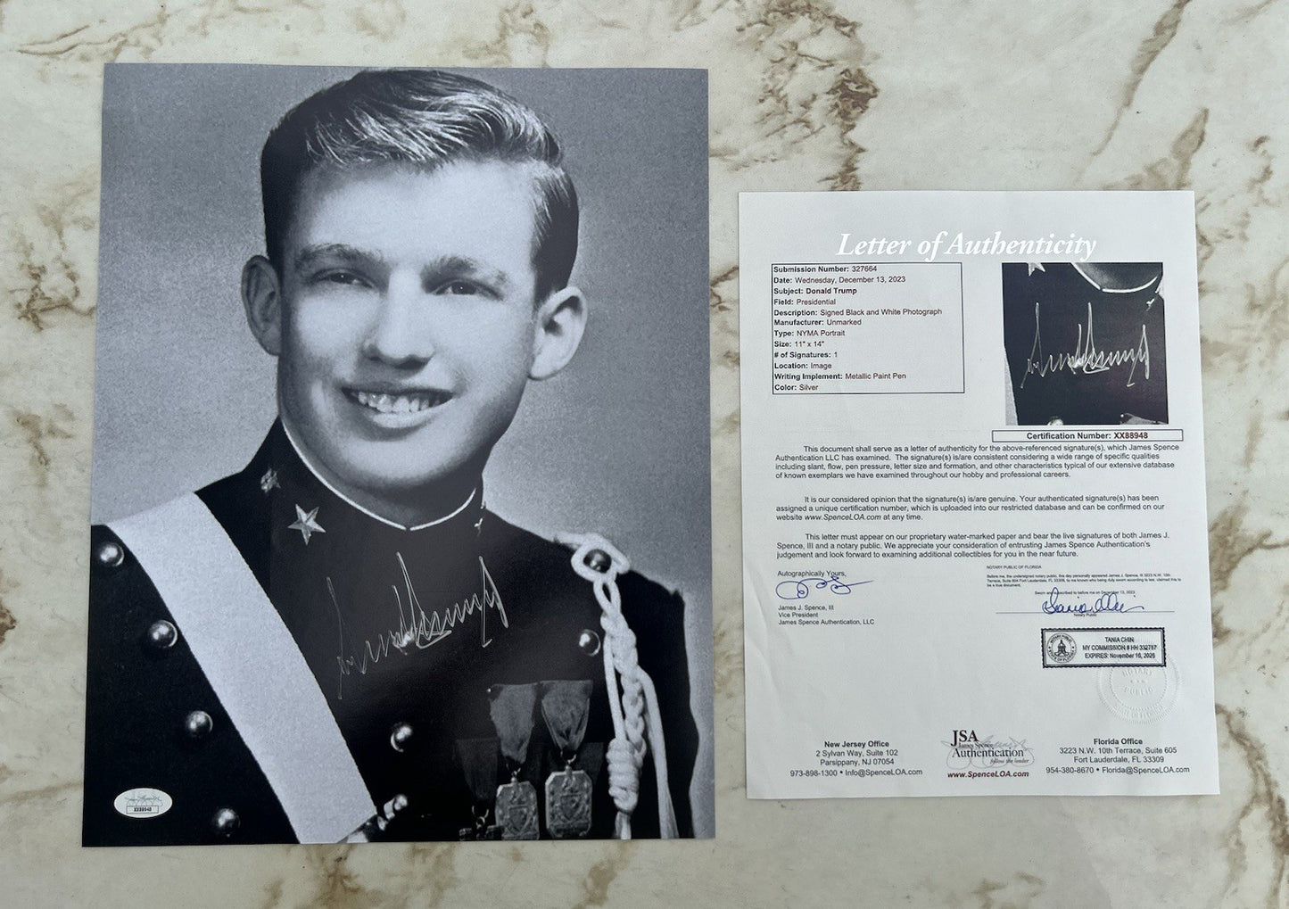 President Donald Trump Signed 11x14 JSA LOA Photo RARE Military Acad VIDEO PROOF