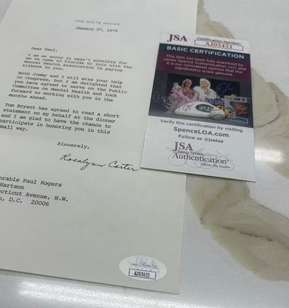 Rosalynn Carter Signed 1979 White House Letter Autographed FLOTUS W/ Envelope