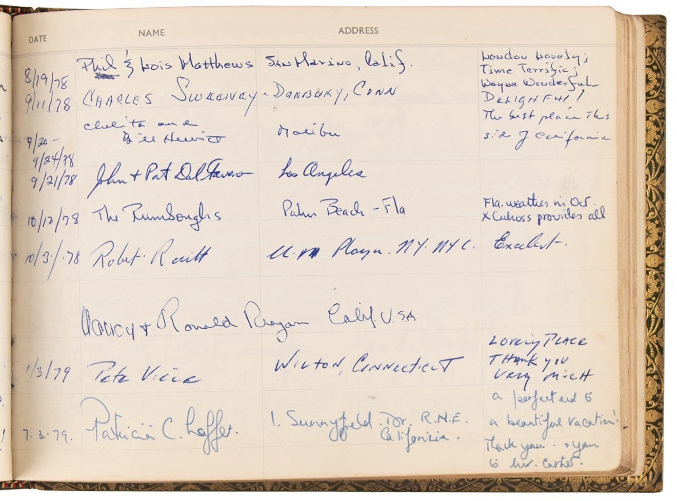 Ronald and Nancy Reagan Multi Signed Guest Book Rare