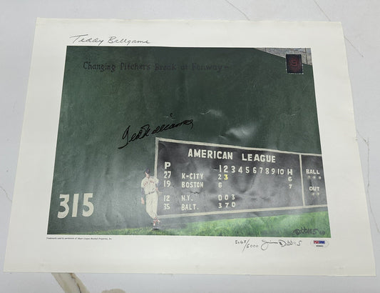 TED WILLIAMS Signed Changing Pitchers Break At Fenway16x20 Photo PSA COA Rare