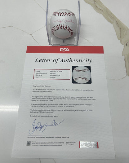 Mickey Mantle Autographed Rangers Baseball Rare Red Ink PSA LOA