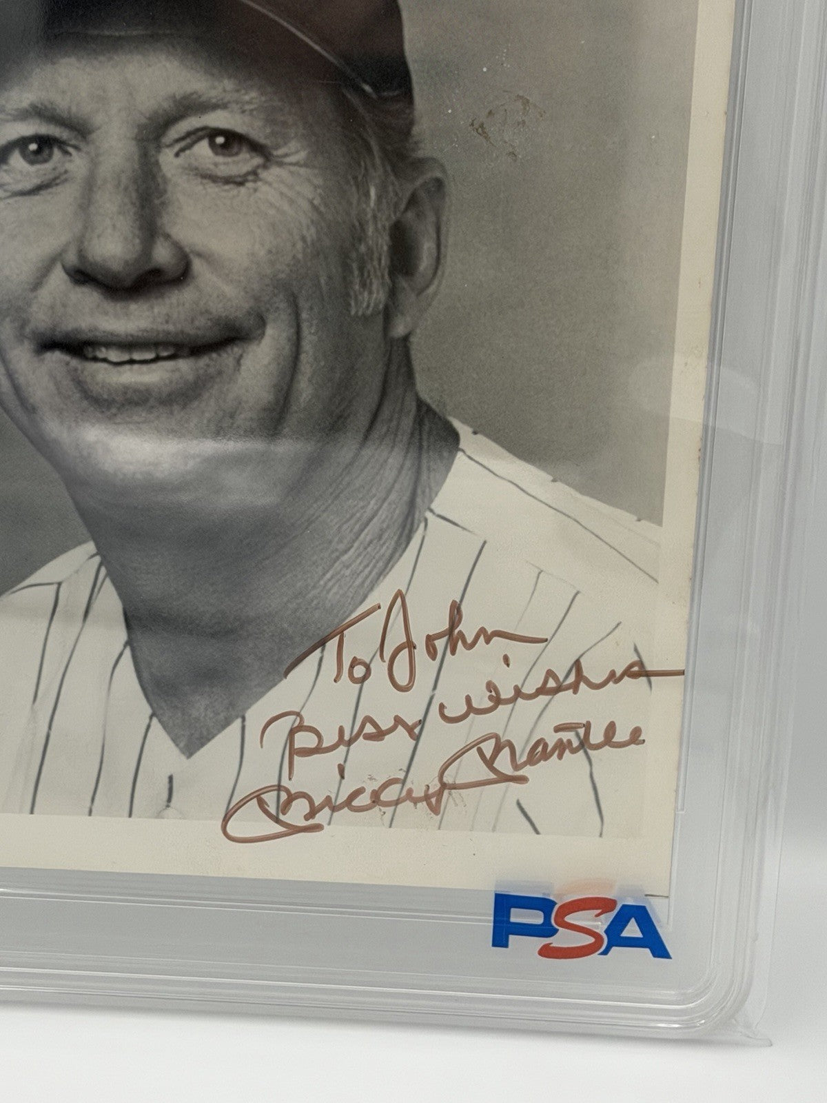 MICKEY MANTLE AUTOGRAPHED 8x10 Photo PSA/DNA SLABBED Photo Rare “TO JOHN”
