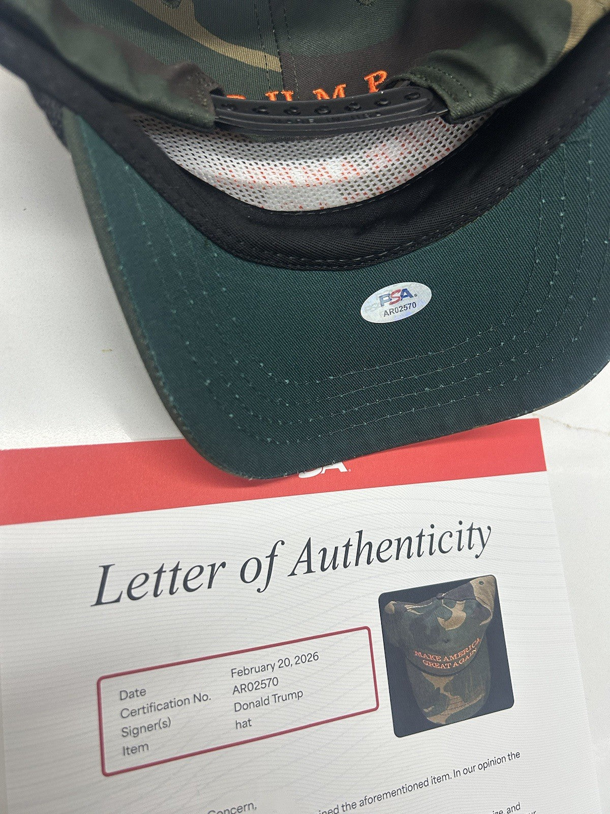 President Donald Trump Signed Autograph Auto MAGA Hat Cap Rare Camo PSA/DNA LOA