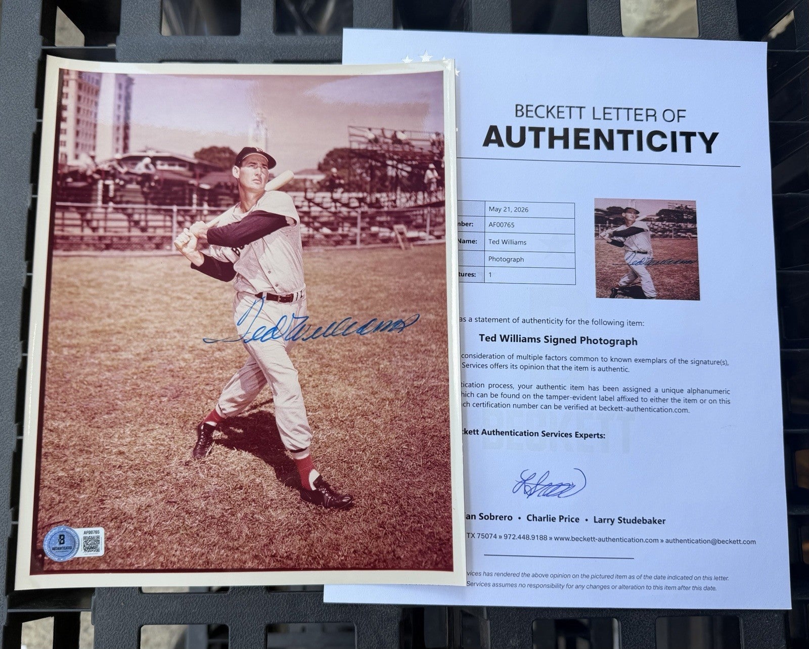 TED WILLIAMS HOF Signed Autograph Auto 8x10 Color Photo Red Sox Beckett COA