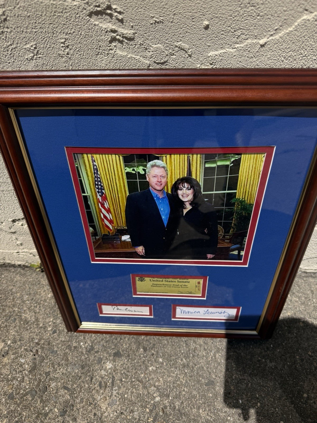 Bill Clinton & Monica Lewinsky Dual Autographed Impeach Framed RARE Signed JSA