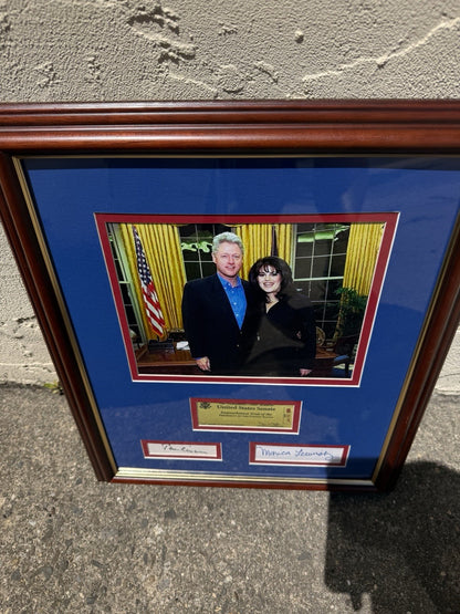 Bill Clinton & Monica Lewinsky Dual Autographed Impeach Framed RARE Signed JSA
