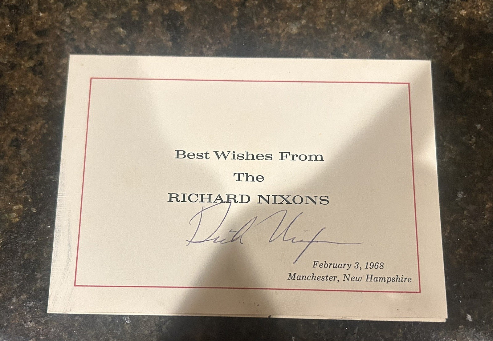President Richard Nixon Signed Autograph Greeting Card Rare Signature Nixon Fam