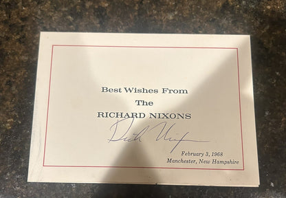 President Richard Nixon Signed Autograph Greeting Card Rare Signature Nixon Fam