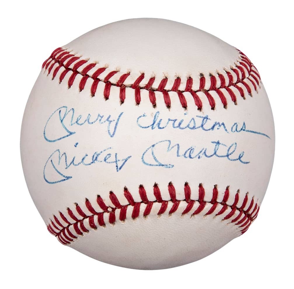 Mickey Mantle Signed Merry Christmas Baseball PSA/DNA Authenticated LOA Auto