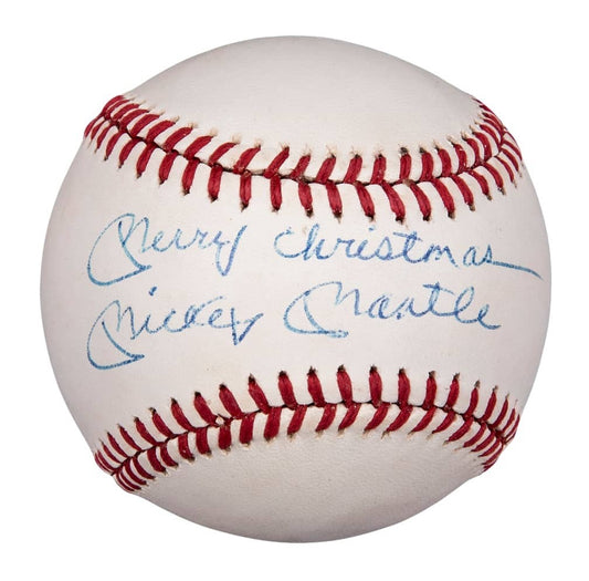 Mickey Mantle Signed Merry Christmas Baseball PSA/DNA Authenticated LOA Auto