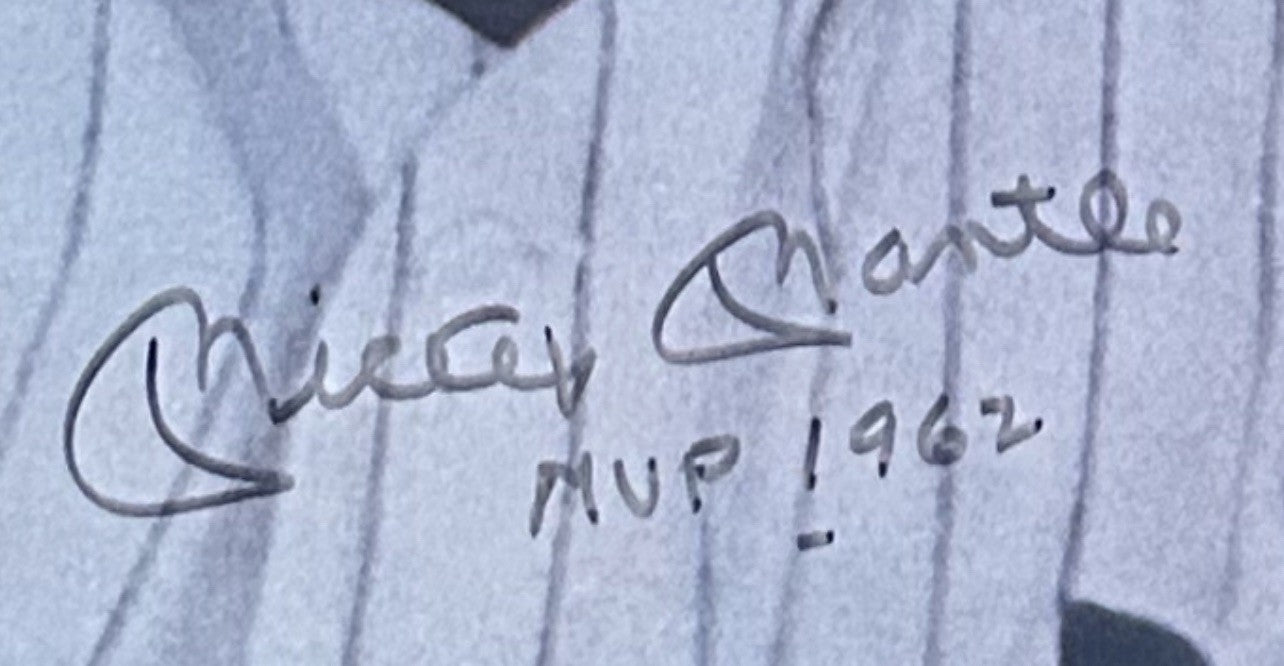Mickey Mantle Signed 16x20 Photo Rare MVP 1962 Inscription. PSA Authentic Framed