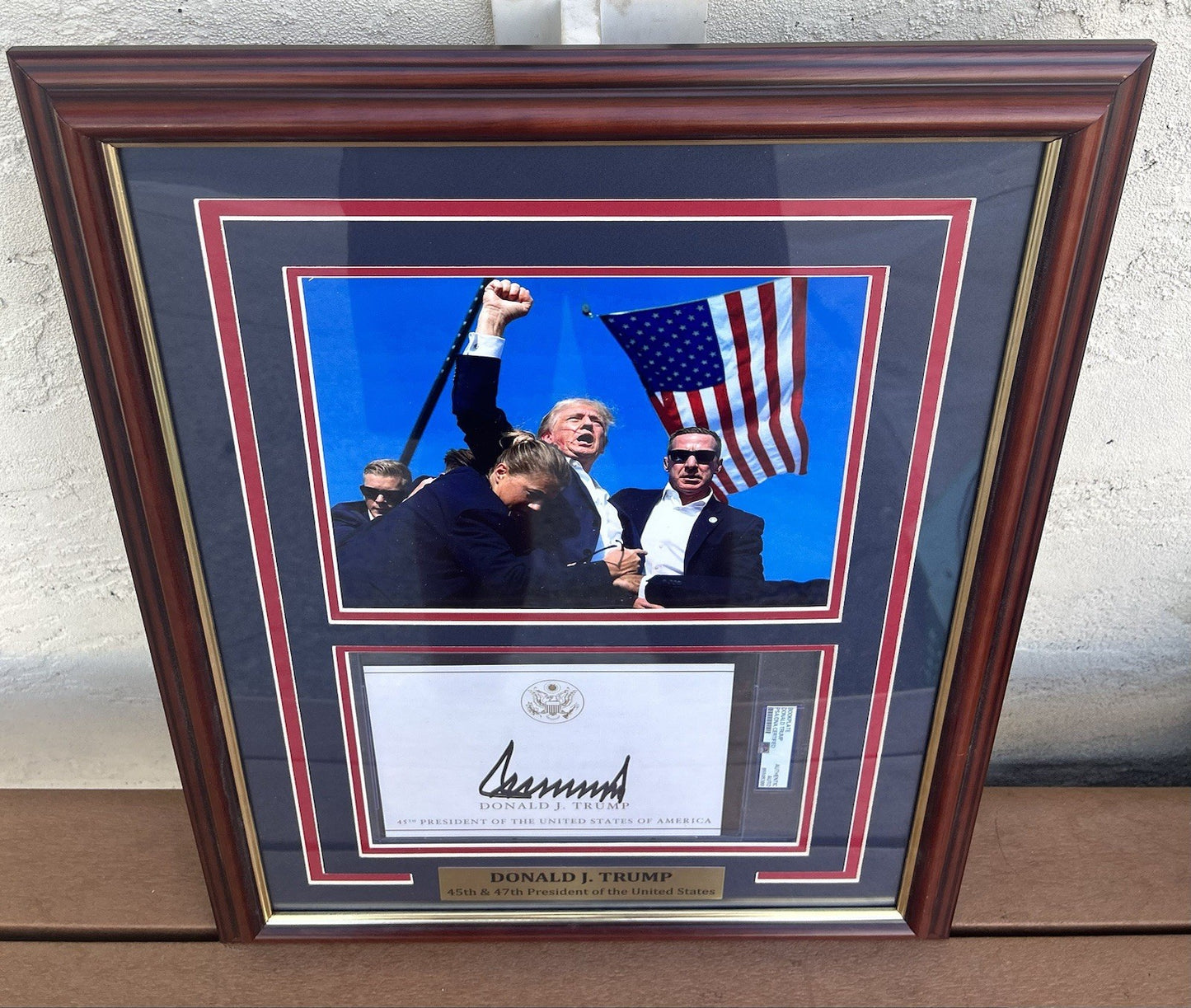 President Donald Trump Signed Autographed Framed Bookplate PSA Encap
