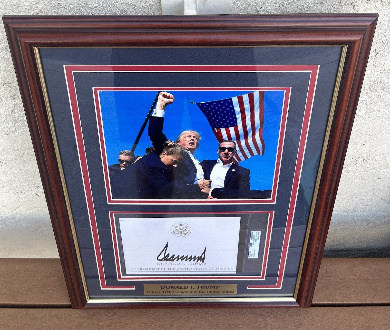 President Donald Trump Signed Autographed Framed Bookplate PSA Encap
