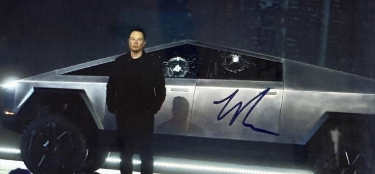 Elon Musk Autographed Tesla Cyber truck 8x10 Photo Auto PSA Encapsulated RARE