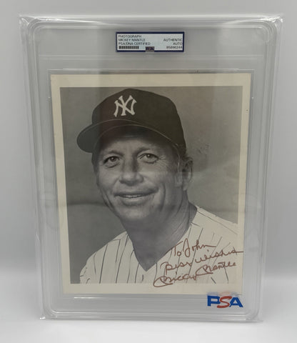 MICKEY MANTLE AUTOGRAPHED 8x10 Photo PSA/DNA SLABBED Photo Rare “TO JOHN”