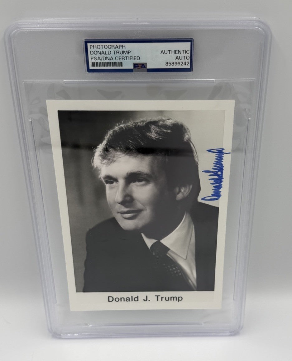 Donald Trump Signed Autograph Very Early Vintage 4x6 Photo Rare PSA Encapsulated