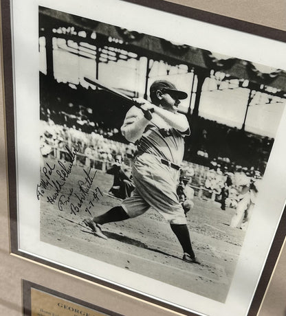 Babe Ruth Signed Swinging Original Photograph Custom Framed JSA LOA Bold READ