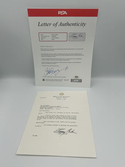 President Jimmy Carter Signed Letter To General Emílio Garrastazu Médici PSA LOA