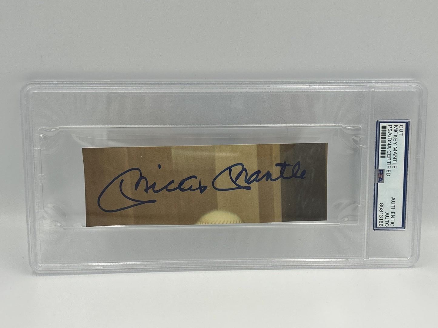 Mickey Mantle HUGE Signed AUTO IN BLUE Large Cut Signature Rare PSA Slabbed