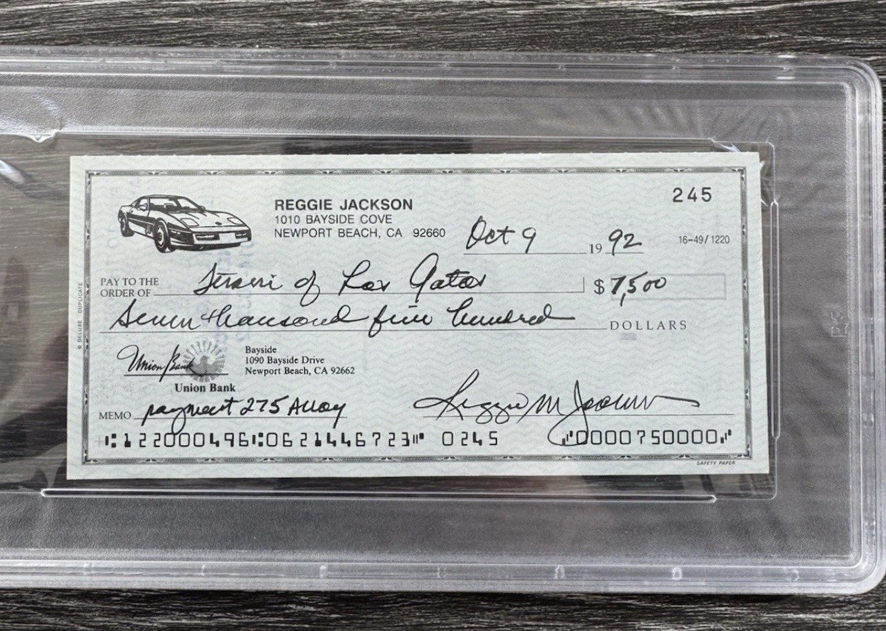 Reggie Jackson Signed Check Yankees Autograph PSA/DNA Authentic Auto