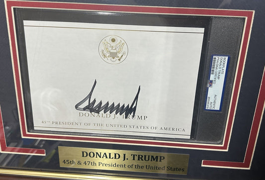 President Donald Trump Signed Autographed Framed Bookplate PSA Encapsulated