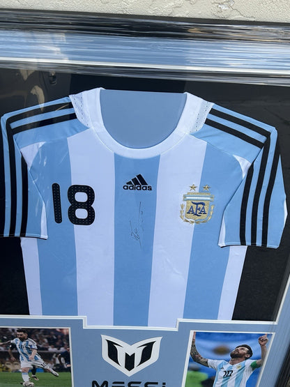 Lionel Messi Signed Jersey Framed Argentina National Team JSA LETTER LOA RARE