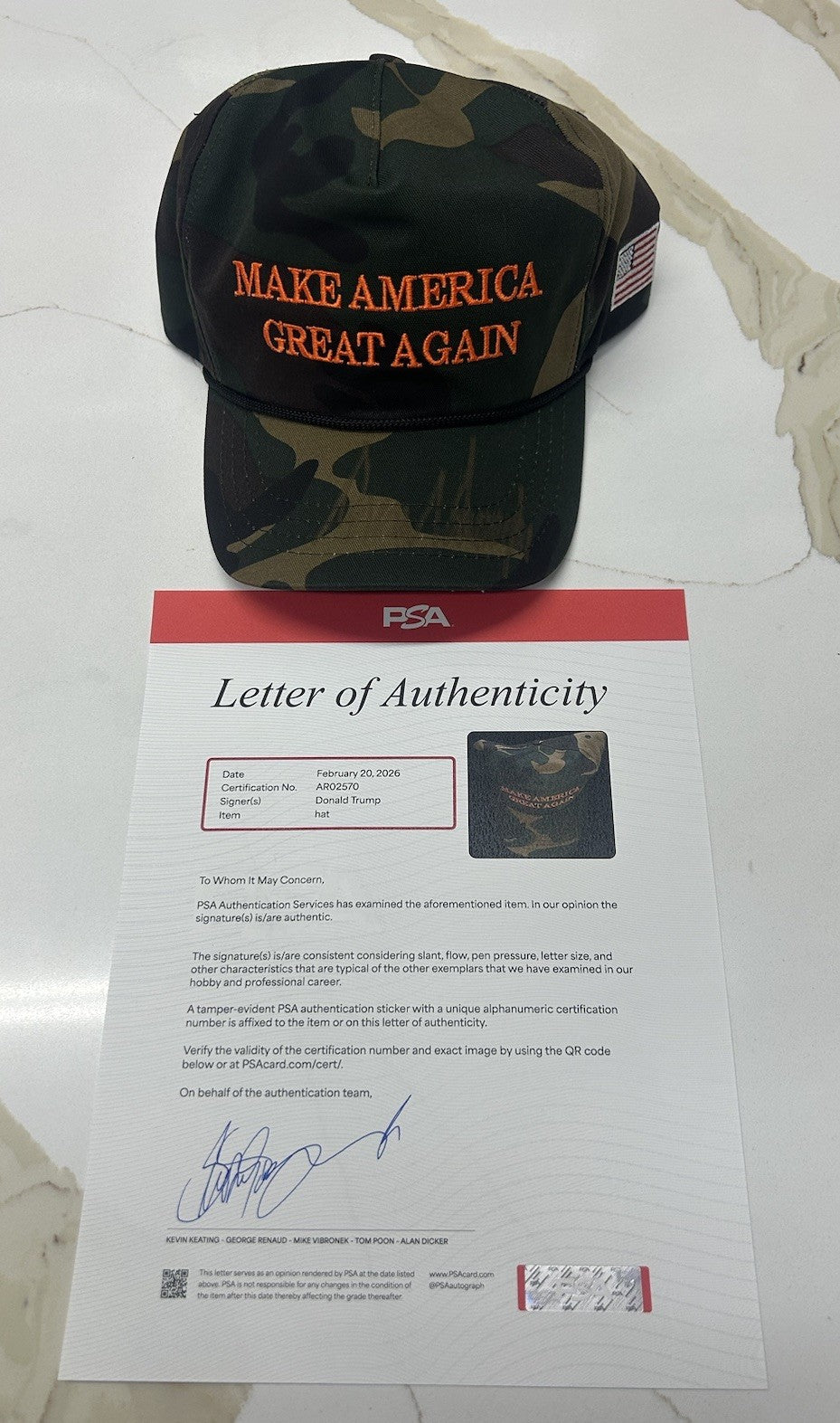 President Donald Trump Signed Autograph Auto MAGA Hat Cap Rare Camo PSA/DNA LOA
