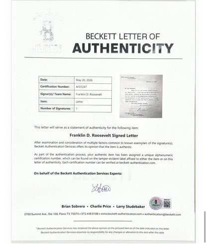 FRANKLIN D. ROOSEVELT - TYPED LETTER SIGNED 02/04/1935 BAS COA