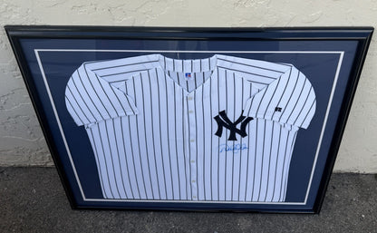RARE Derek Jeter Signed Authentic Yankees Jersey Custom Framed BAS Steiner COA