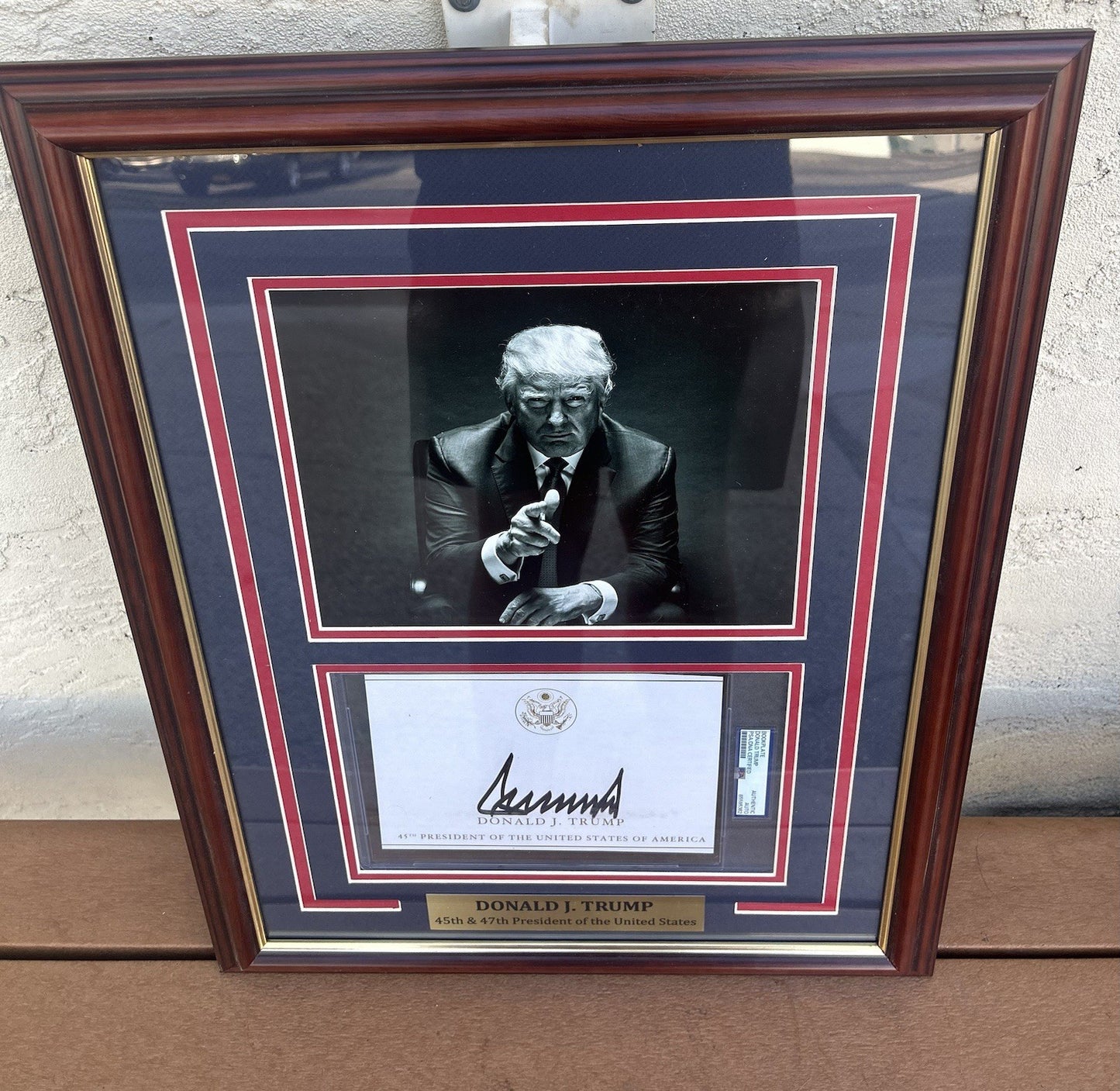 President Donald Trump Signed Autographed Framed Bookplate PSA Encapsulated