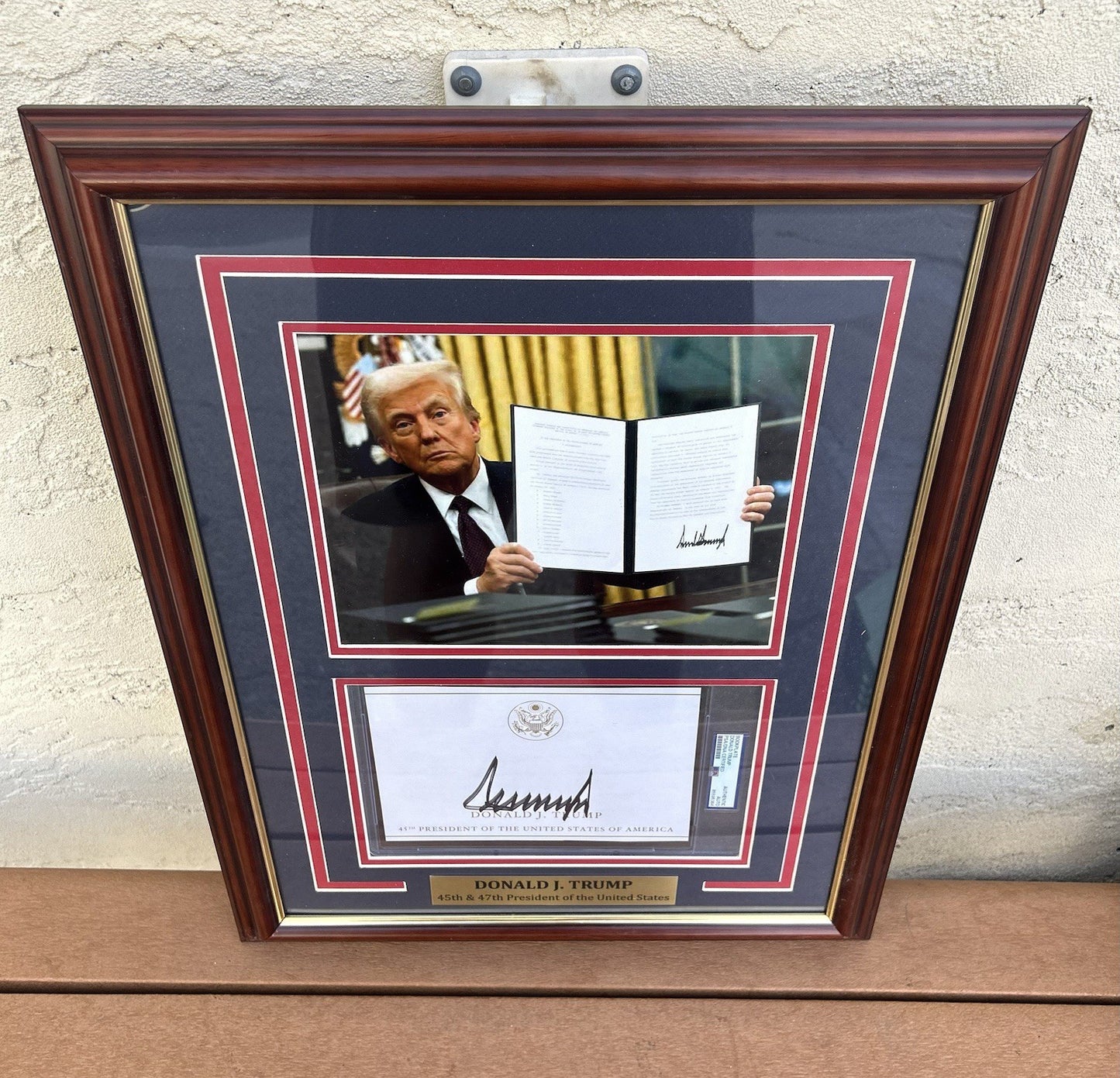 President Donald Trump Signed Autographed Framed Bookplate PSA Encapsulated